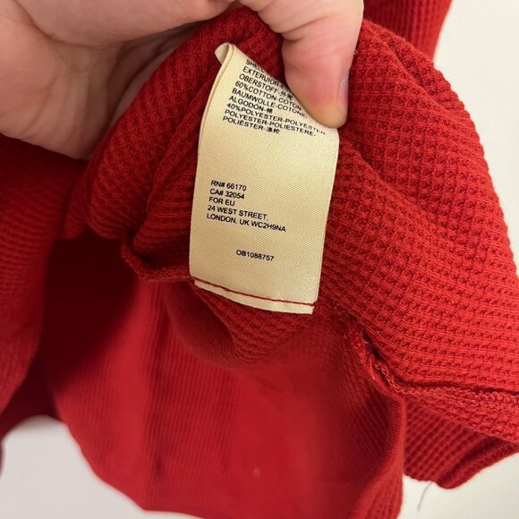 By Anthropologie Nori Waffle Knit Pullover Thermal Henley Sweater Rust NWT Sz L - Picture 9 of 9